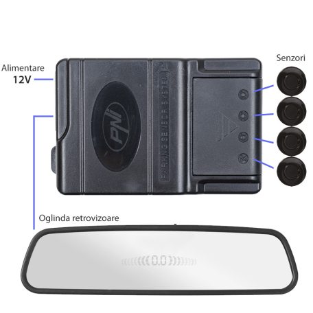 PNI Tolatóradar, visszapillantóba épített kijelzővel (PNI-P03B)