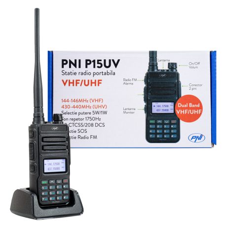 PNI digitális 2 sávos VHF/UHF adó-vevő, dokkolóval (PNI-P15UV)