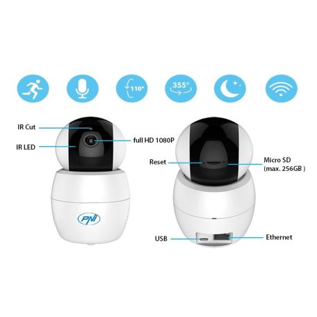 PNI FullHd, mozgáskövetős, éjjellátó, robotkamera beépített WiFi antennával (PNI-PG940)