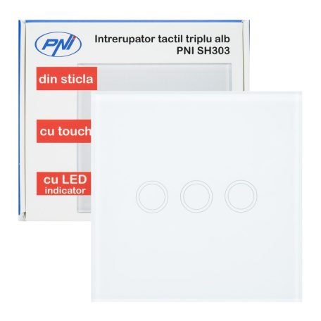 PNI WiFi-s, érintős villanykapcsoló, 3-as, nullkábel nélküli csatlkozás (PNI-PT303L)