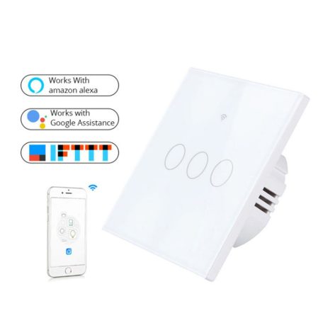 PNI WiFi-s, érintős villanykapcsoló, 3-as, nullkábel nélküli csatlkozás (PNI-PT303L)