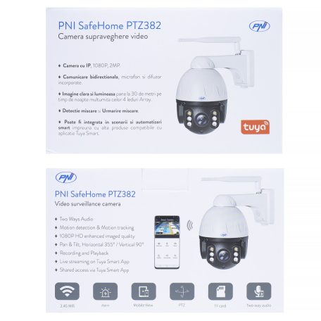 PNI 2.0Mp-es, FullHd, mini, IP robotkamera WiFi-vel, microSd foglalattal fém házban (PNI-PTZ382)