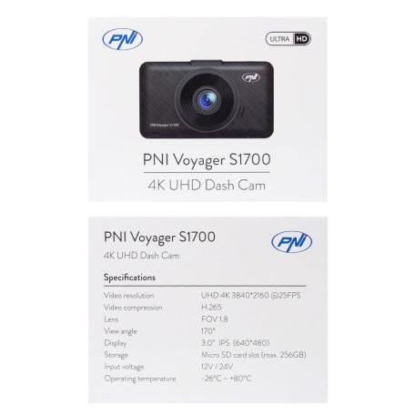 PNI 4K felbontású menetrögzítő, 12/24V (PNI-S1700)