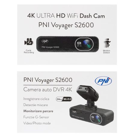 PNI 4K felbontású WiFi-s menetrögzítő, 12/24V (PNI-S2600)