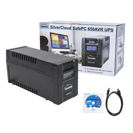 SilverCloud Szünetmentes tápegység LCD kijelzővel 650VA/390W (PNI-SCPC600VA)