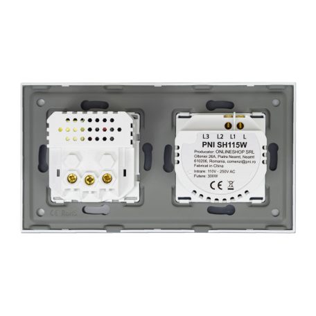 PNI WiFi-s, érintős villanykapcsoló, 1-es, dugajjal, USB-A, vlamint USB-C csatlakozóval (PNI-SH115W)