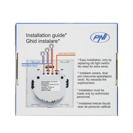 PNI Érintős  villanykapcsoló, 3-as (PNI-SH303)