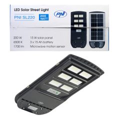   PNI 200W-os napelemes fém LED lámpatest mozgásérzékelővel (PNI-SL220)