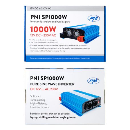 PNI Nagy teljesítményű SZINUSZOS inverter 12V->230V (PNI-SP1000W)
