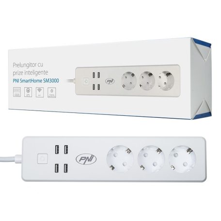 PNI WiFi-s okos 3-as elosztó konnektor 4db USB-vel (PNI-SPS150)