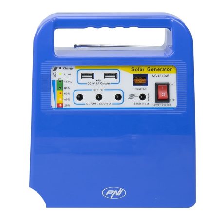 PNI Hordozható napelemes akkubox, beépített rádióval és Mp3 lejátszóval +LED világítással (PNI-SUNH01)