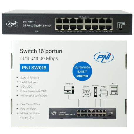 PNI 8 csatornás asztali switch  (PNI-SW016)