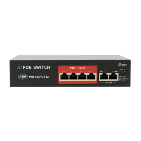 PNI 4 csatornás POE switch kapcsolható AI funkciók kiterjesztése (PNI-SWPOE42)