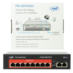   PNI 8 csatornás POE switch kapcsolható AI funkciók kiterjesztése (PNI-SWPOE82)