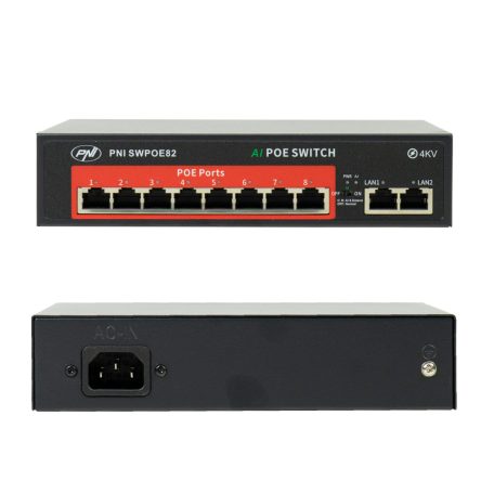 PNI 8 csatornás POE switch kapcsolható AI funkciók kiterjesztése (PNI-SWPOE82)