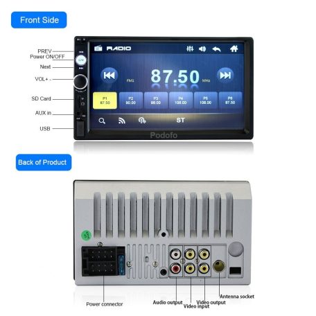 PNI 2 dines, érintő kijelzős Mp5 Bluetooth lejátszó, Android tükrözéssel (PNI-V6270)