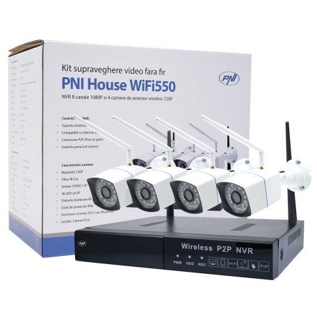 PNI 4 kamerás vezeték nélküli, WiFi-s, Hd IP kamerarendszer (PNI-WF550)