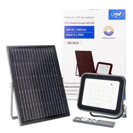 PNI Hordozható 50W-os, napelemes, távirányítható, akkumulátoros LED reflektor (PNI-WS500)