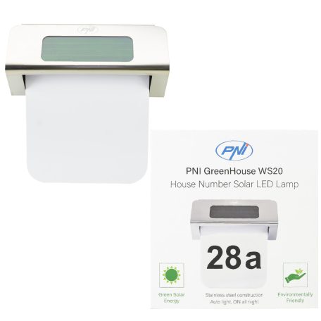 PNI Napelemes LED házszámvilágítás, fém kivitel (PNI-WS20)