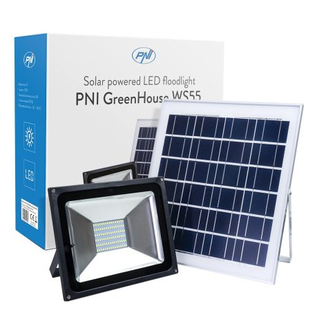 PNI Hordozható 50W-os, napelemes, távirányítható, akkumulátoros LED reflektor (PNI-WS55)