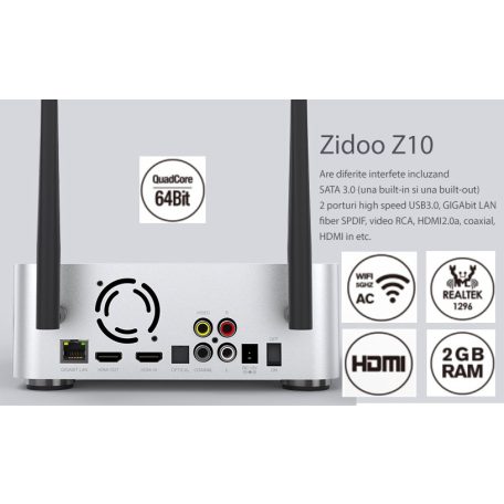 Zidoo Z10 mini PC/multimédia lejátszó, 4K/3D (PNI-ZidooZ10)